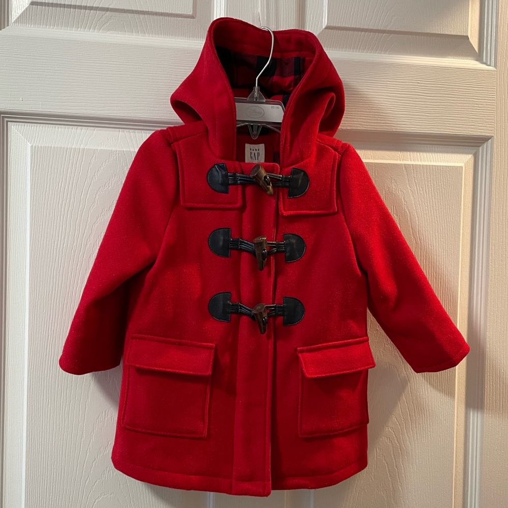 Baby Gap Girl Red Pea Coat Size 2T - Picture 1 of 5